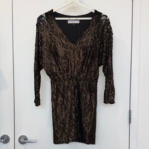 Trina Turn Black and Gold Lace Party Dress
